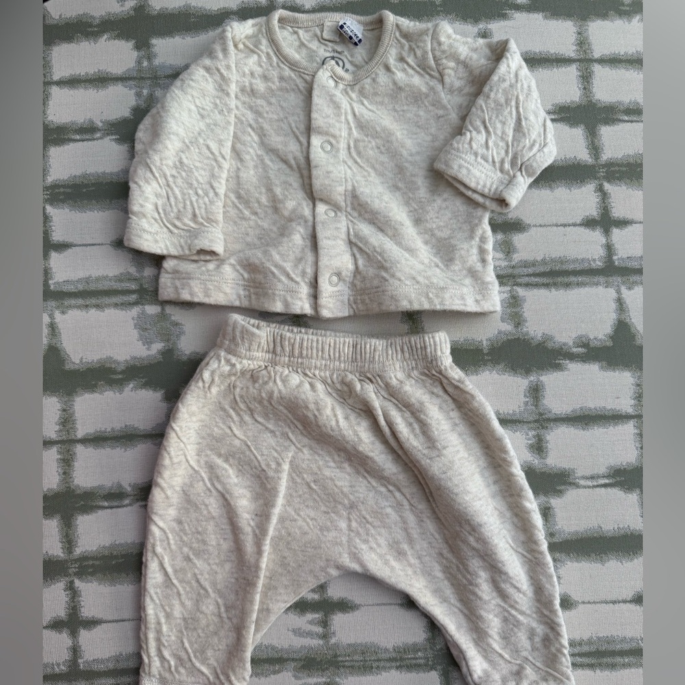 Petit Bateau unisex heather beige set